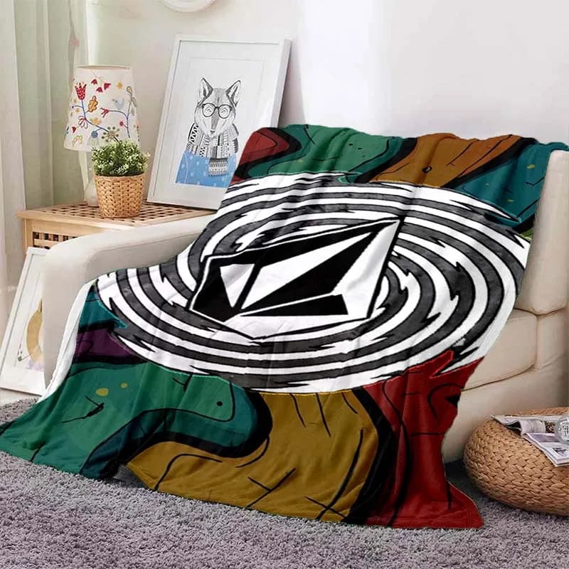 Fashion V-VOLCOM LOGO Print Flannel Blanket Ultra Soft Warm Throw For Bedroom Living Room Indoor Home Decor Holiday Travel Gift