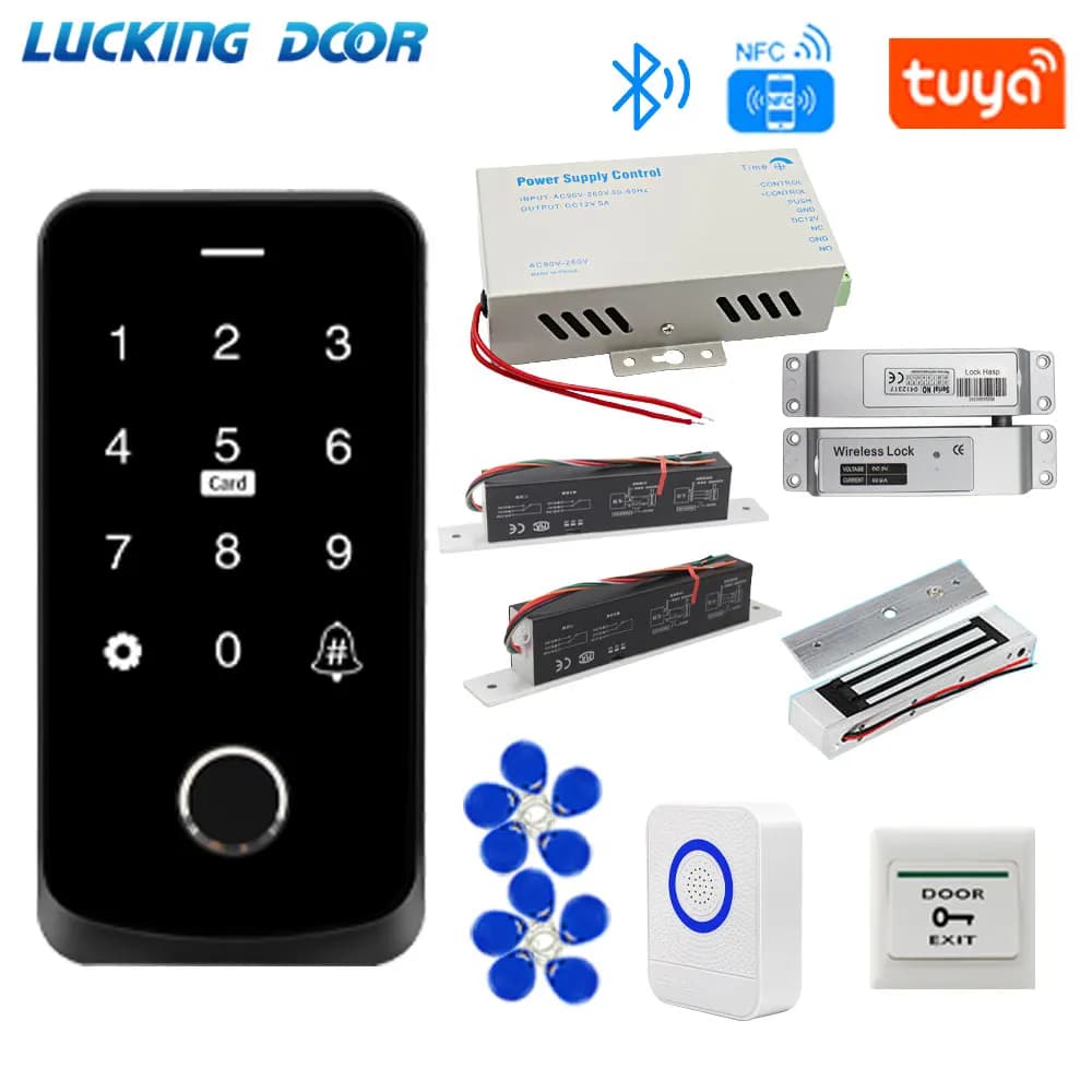 TF9 IP65 impermeabile NFC Fingerprint Tuya App Kit di controllo accessi Set tastiera/RFID IC Card/serratura magnetica/alimentatore 12V