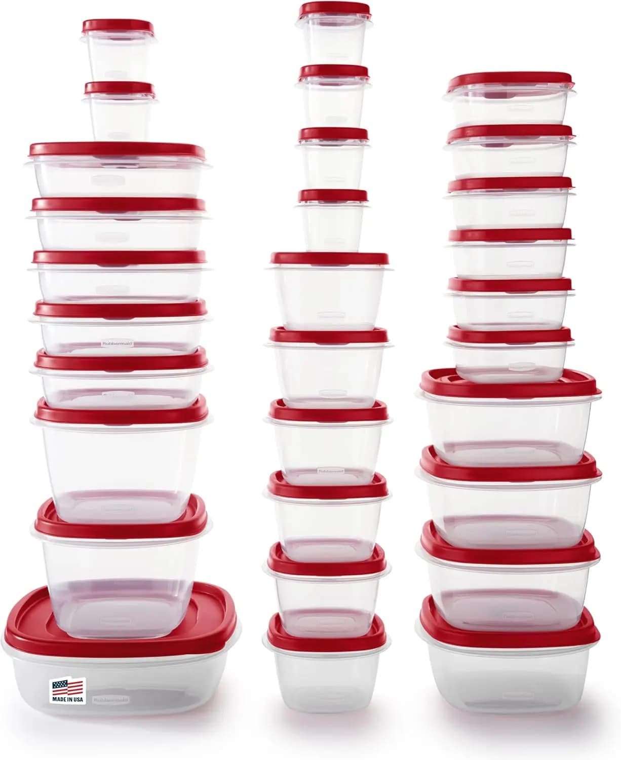 Contenitori per alimenti da 60 pezzi con coperchi, aptos per microonde e lavastoviglie, colore rosso, ideali per la preparazione dei pasti e la dispensa