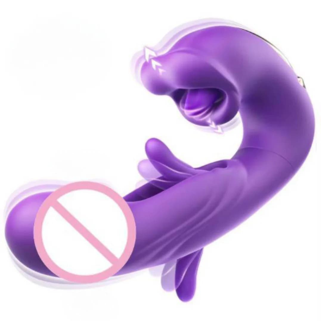 3In1 Telescopico Rotante Vibratori Dildo GSpot Clitorideo Doppio Stimolatore Impermeabile Donne Lingua Leccare Dito-Flapping Giocattoli Del Sesso