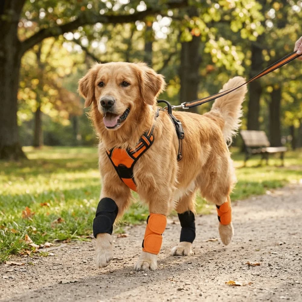 2 Pezzi Ginocchiera per Animali Domestici con Fodera Morbida, Elastica, Termica, Calda, per il Recupero delle Articolazioni, Regolabile, in Tessuto Traspirante