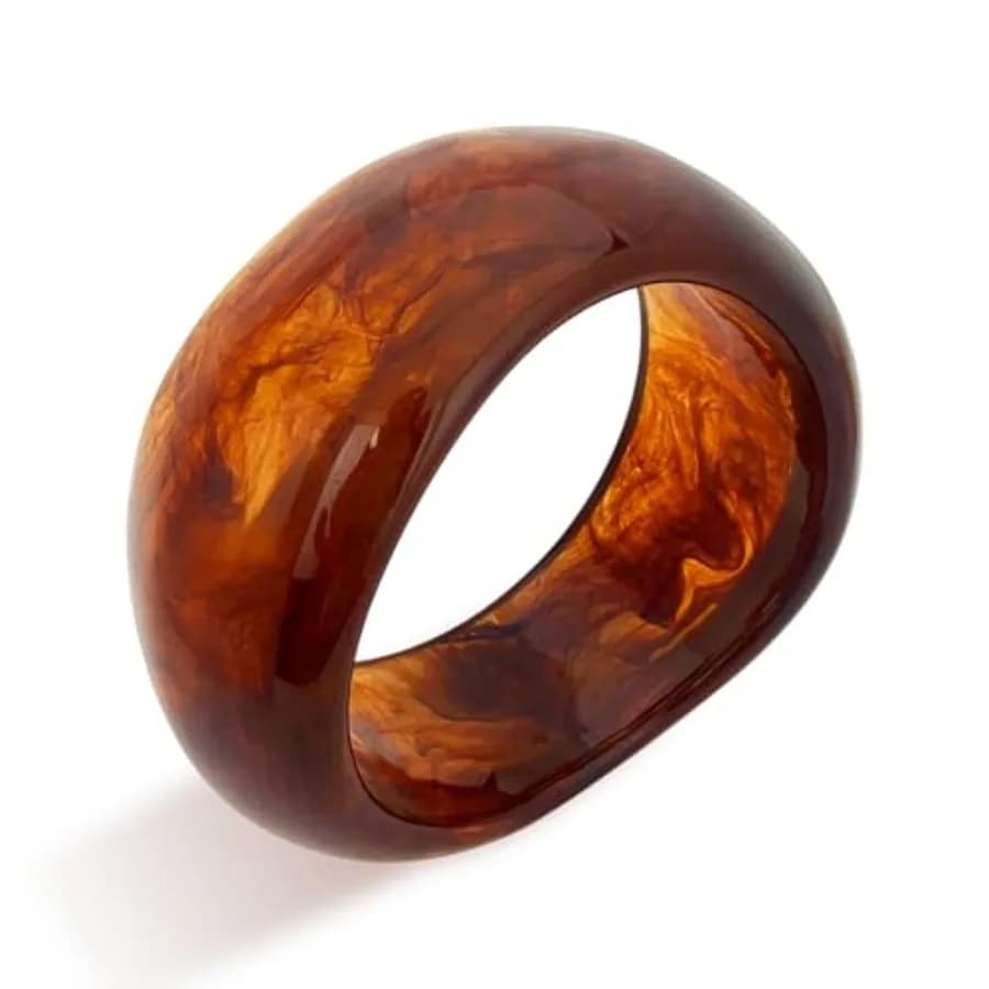 Quality Assurance Acrylic Resin Bangle Bracelets for Women -3Pcs Simple Oval Polished-Finish Chunky Bangle Bracelet Wide Wristb