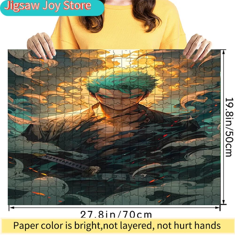 Puzzle di carta premium One Piece Roronoa Zoro Flame and Water Art Puzzle in cartone di alta qualità Divertente gioco per il tempo libero in famiglia Str
