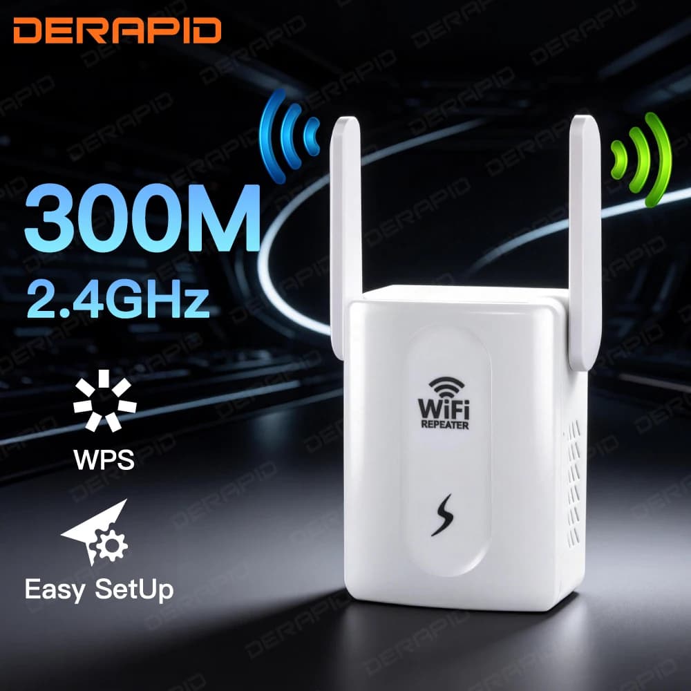 Ripetitore WiFi 300Mbps, Amplificatore di Segnale 2.4GHz, Estensore di Portata a Lungo Raggio, Punto di Accesso Wireless, Facile Configurazione per Casa e Ufficio, Spina EU