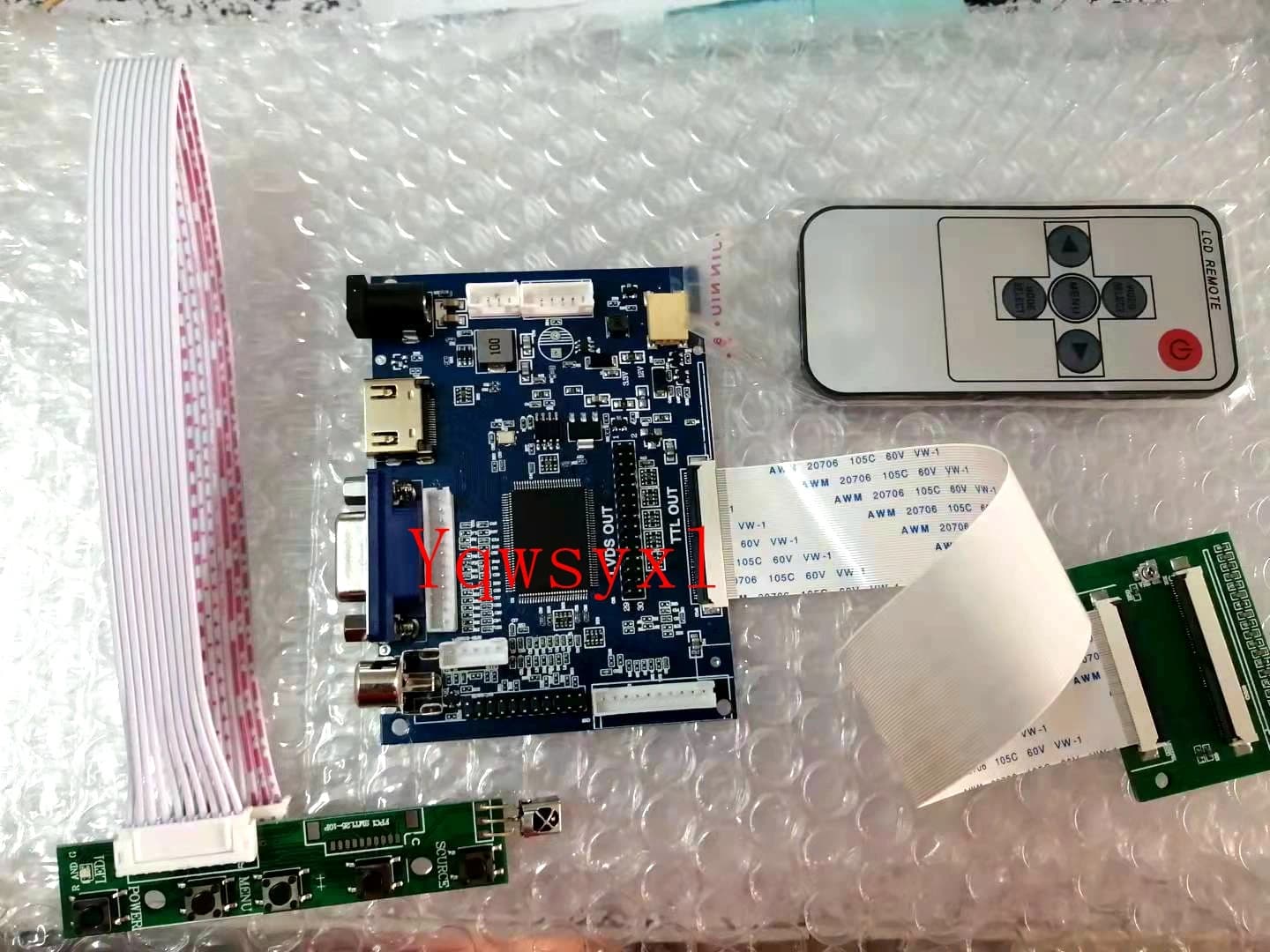 Yqwsyxl HDMI+VGA+2AV 60pin 800*480 LCD Display Driver Board Controller Kit for CLAA080LJ01CW HSD080IDW1-C01 HSD080IDW1-C00
