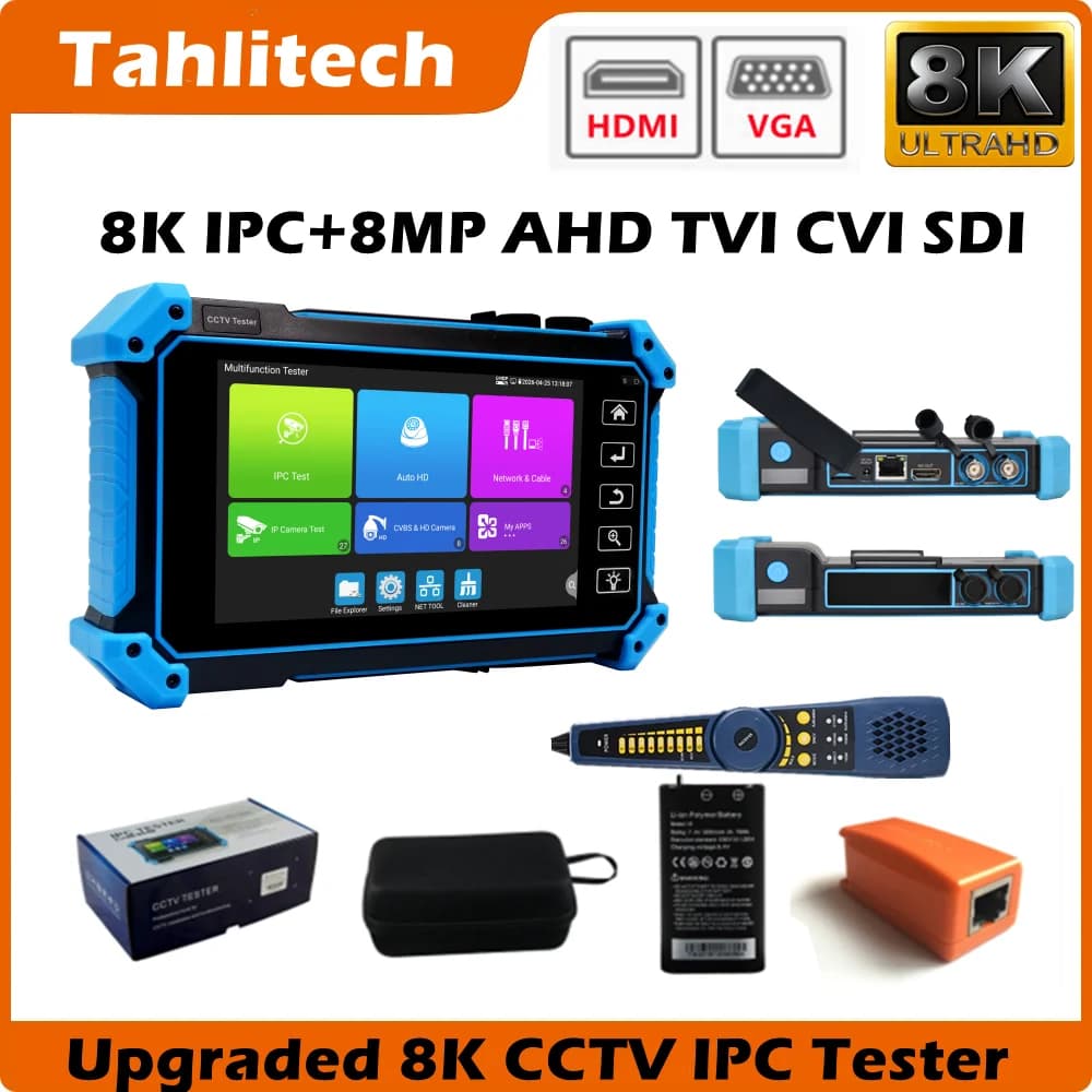 8K 8MP CVI TVI AHD Camera Tester Analog Monitor Camera Tester VGA Input Cable and HDMI Tracer Wifi PTZ Cable Tester UTP CCTV