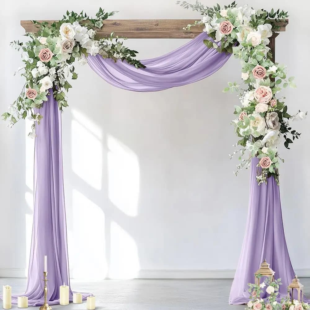 Tende per Arco Nuziale in Chiffon Trasparente Color Lavanda, 2 Pannelli, 29 x 19, 6 Iarde per Decorazioni di Cerimonie e Feste