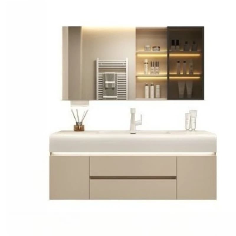 lavabo integrato con sensazione di pelle, lavabo da bagno, mobile lavabo con lavabo a specchio intelligente