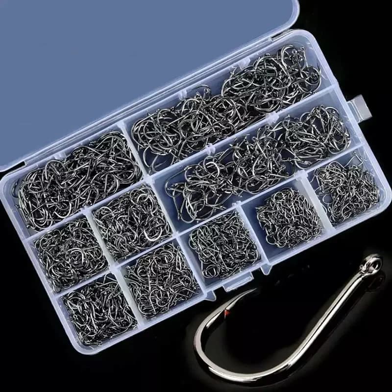Fishing hooks Love carbon steel fishing with silvery circle strong and sharp 3 # -12 # Jig Pushed Fishing Portable bait Equipment 50-2000 pieces/box