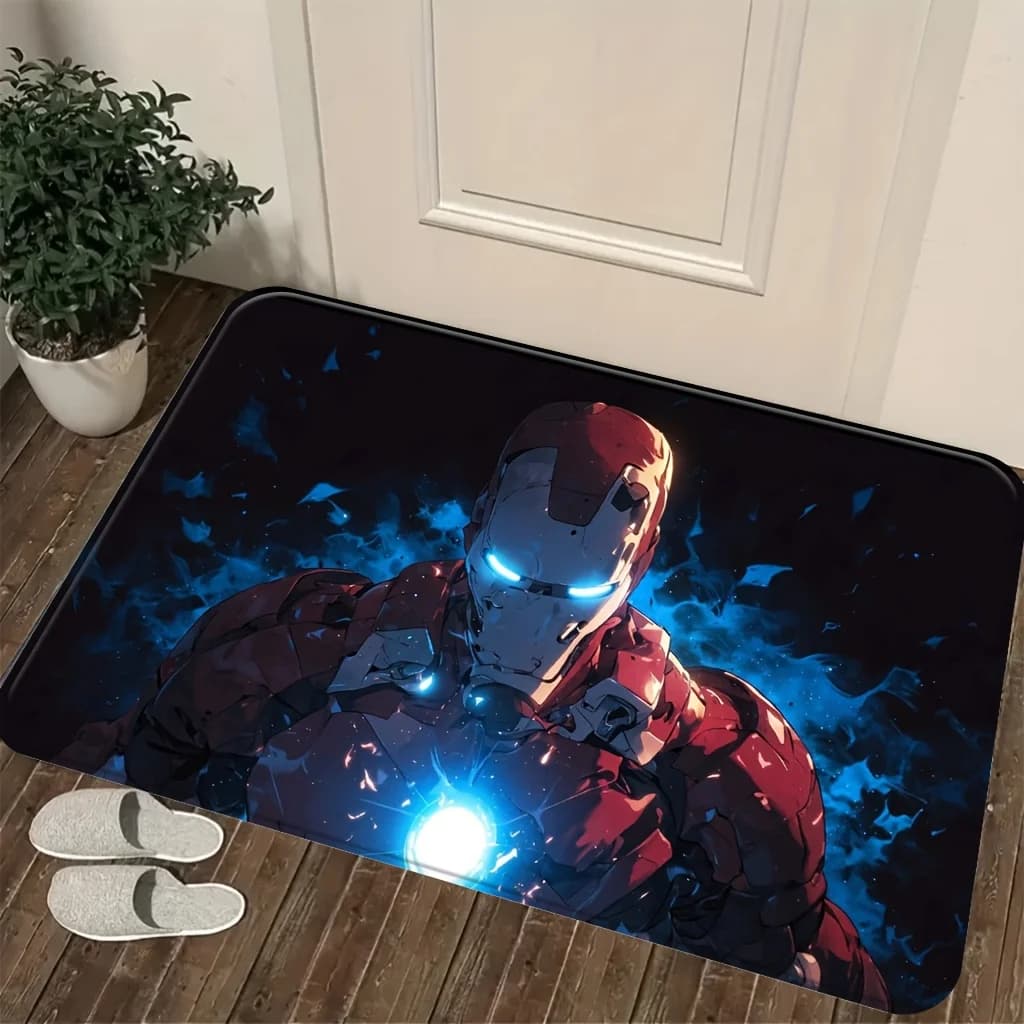 Tappetino Marvel con Stampa Cartoon, Iron Man con Armatura Rossa e Dorata, Occhi Luminosi Blu e Nucleo Energetico sul Petto, Design Accattivante
