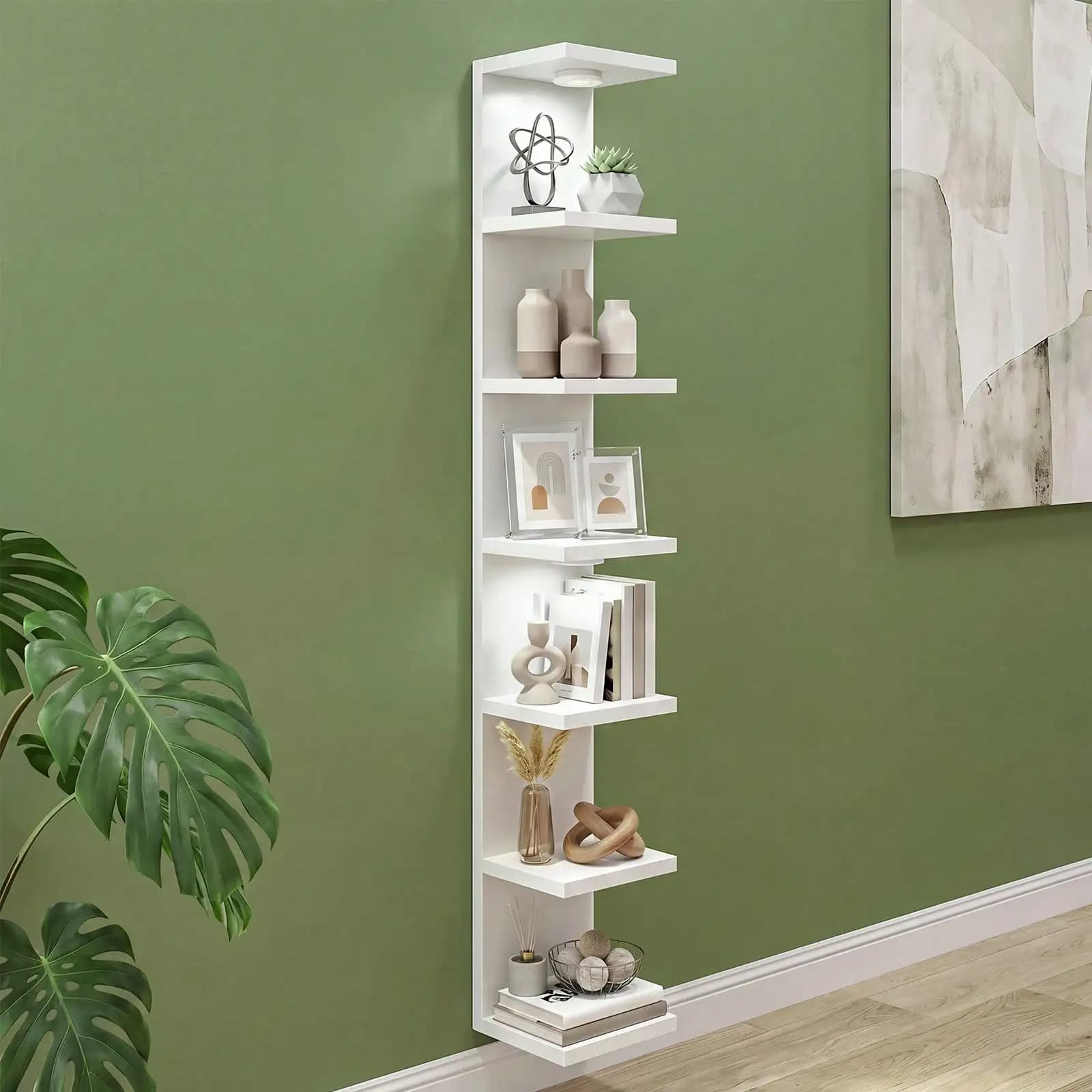 Tomnk 7 Tier Wall Mounted Shelf Unit, Floating Shelves, Lack Wall Shelf For Home Decor Organizer Display, Wall Decor For Living Room, Bedroom, Office