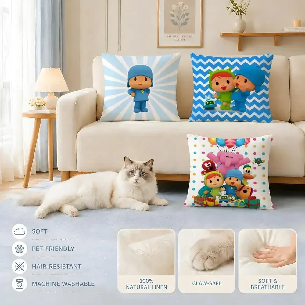 Fodere per cuscini Divano Adatte a cani e gatti Fodere per cuscini Cartoon PocoyoS Federe decorative per sedie 45x45 40x40