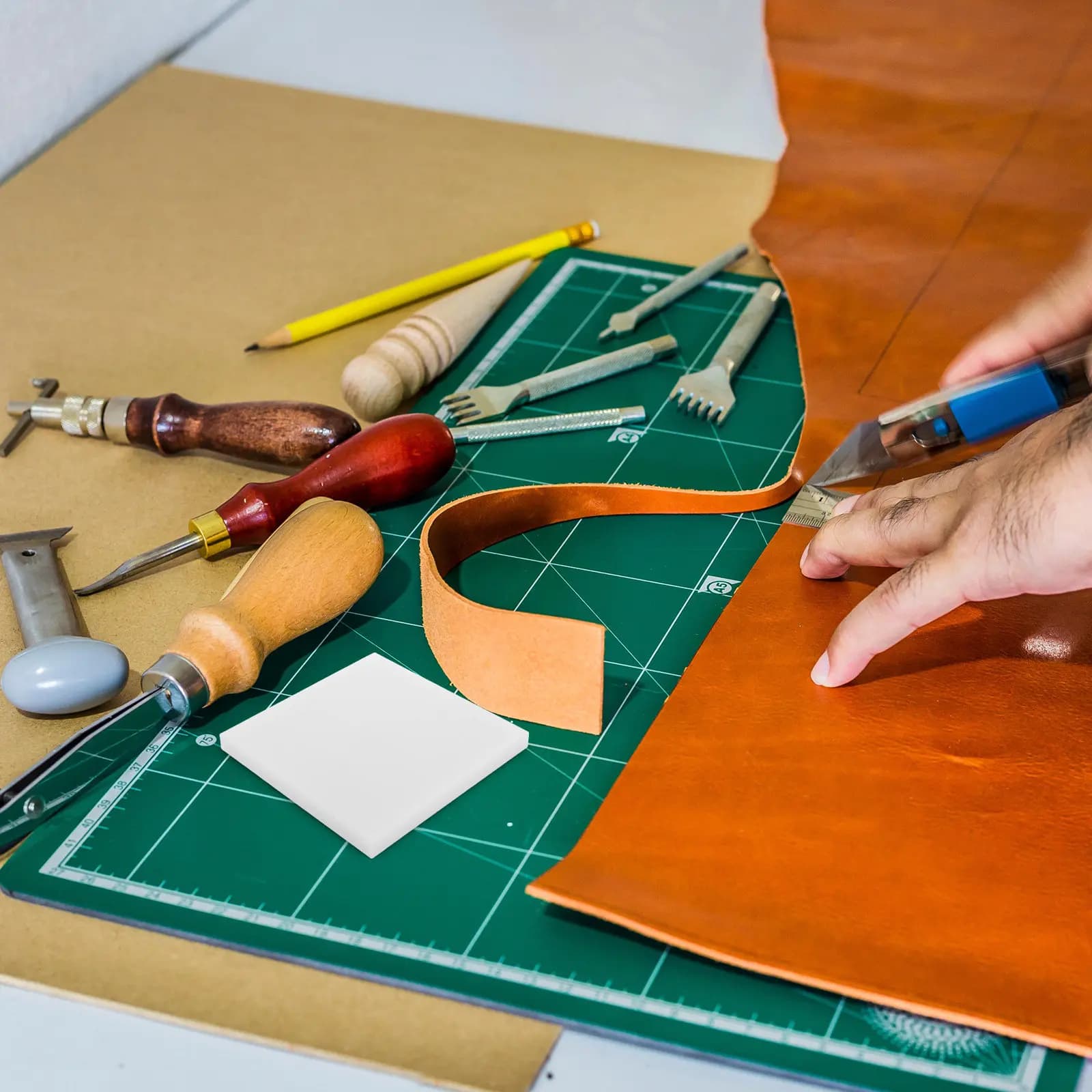 Set di 3 Tappetini Antiscivolo per Perforatrice 10x10cm, Resistenti all'Usura, per Lavorazioni Artigianali e Taglio
