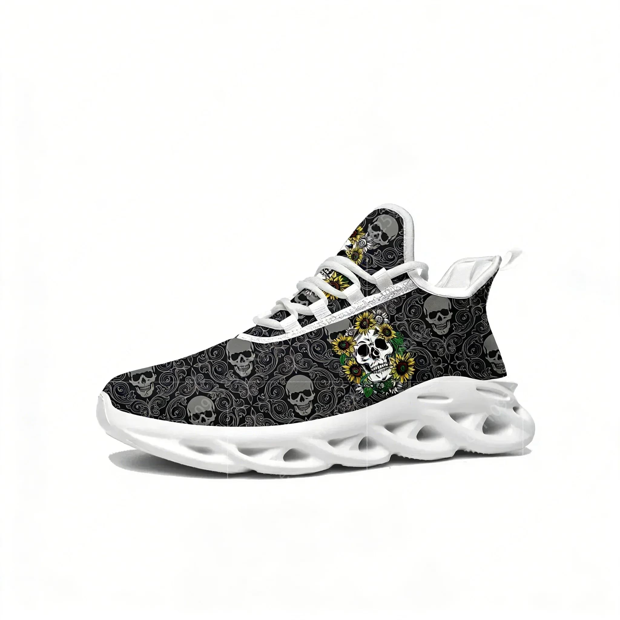 Sunflower Skull Prints Flats Sneakers Mens Womens Sports Running High Quality Sneaker Lace Up Mesh Footwear Tailor-made Shoe