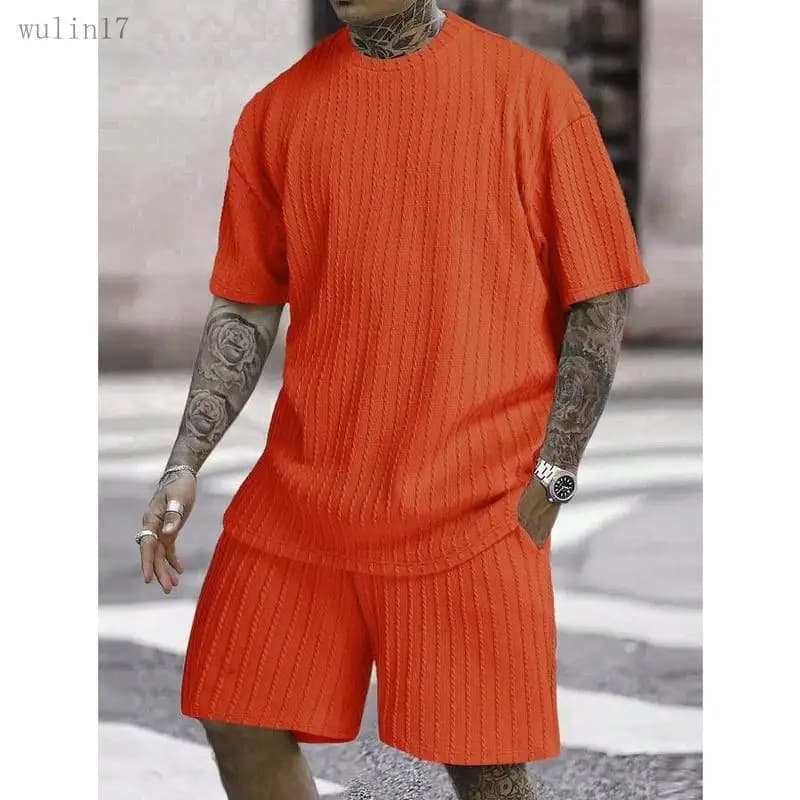 Men's Sportswear Set round Neck T-Shirt Comfortable Breathable Fashionable Four Seasons Suitable Men's Clothing