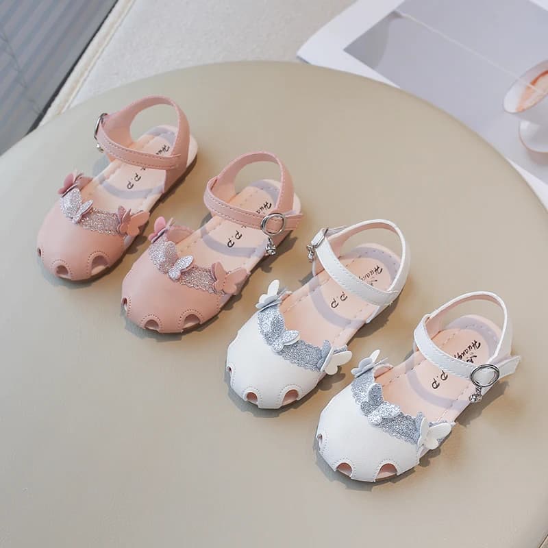 Sandali per bambine con fiocco e intagli, scarpe da principessa estive, scarpe da spiaggia per bambini, antiscivolo, suola morbida, scarpe casual per neonati e bambini