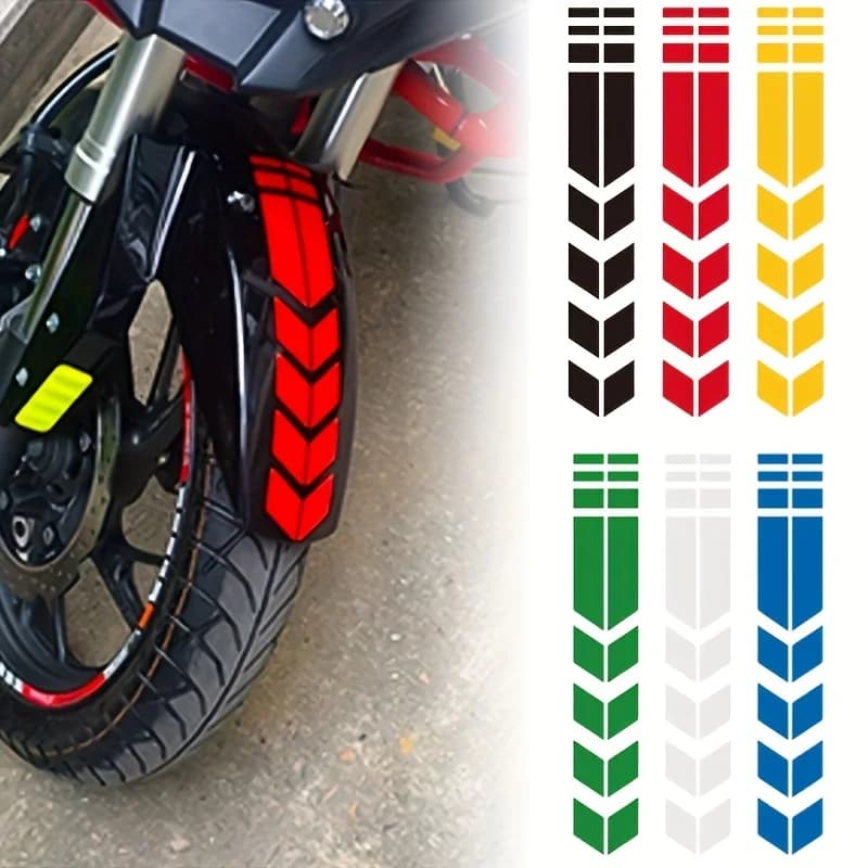 Adesivo a strisce a forma di freccia per moto, adesivo universale per parafango, impermeabile, resistente all'olio, decalcomania riflettente per moto