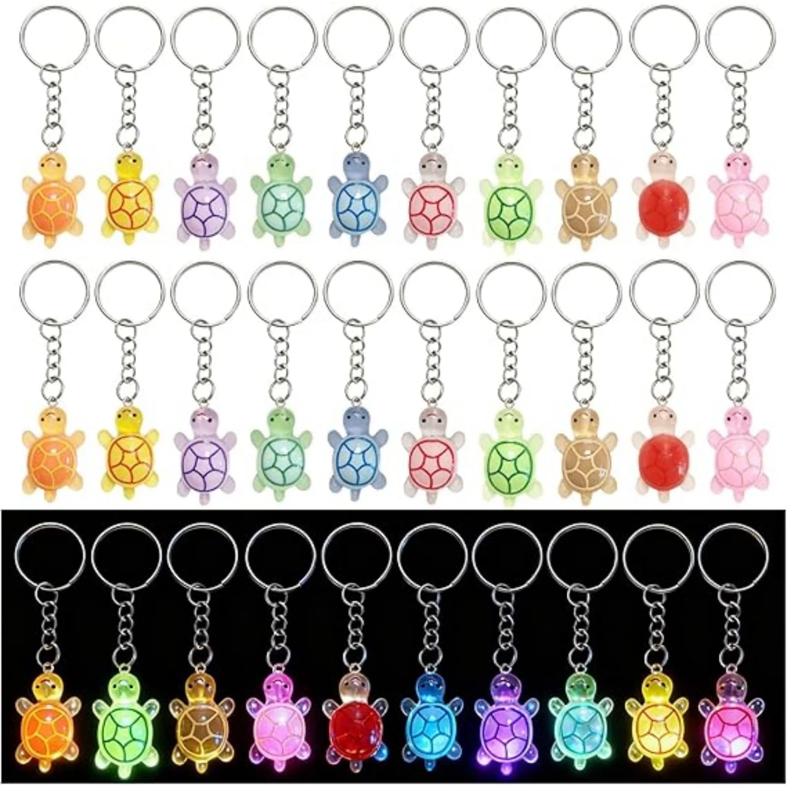 Set di 12/24 Mini Portachiavi a Forma di Tartaruga, Decorazioni a Tema Spiaggia, Charm per Borse, Accessori per Zaini e Idee Regalo a Tema Oceano