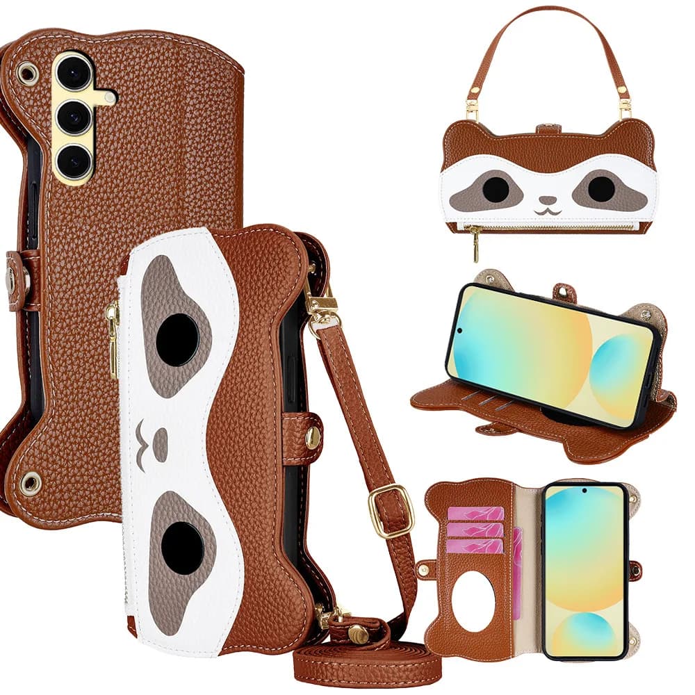 Cute Cartoon Zipper Wallet Case for Huawei Pura 80 Ultra 70 Pro Plus P60 P50 P40 Lite P30 Leather Lanyard 3 Cards Handbag Cover