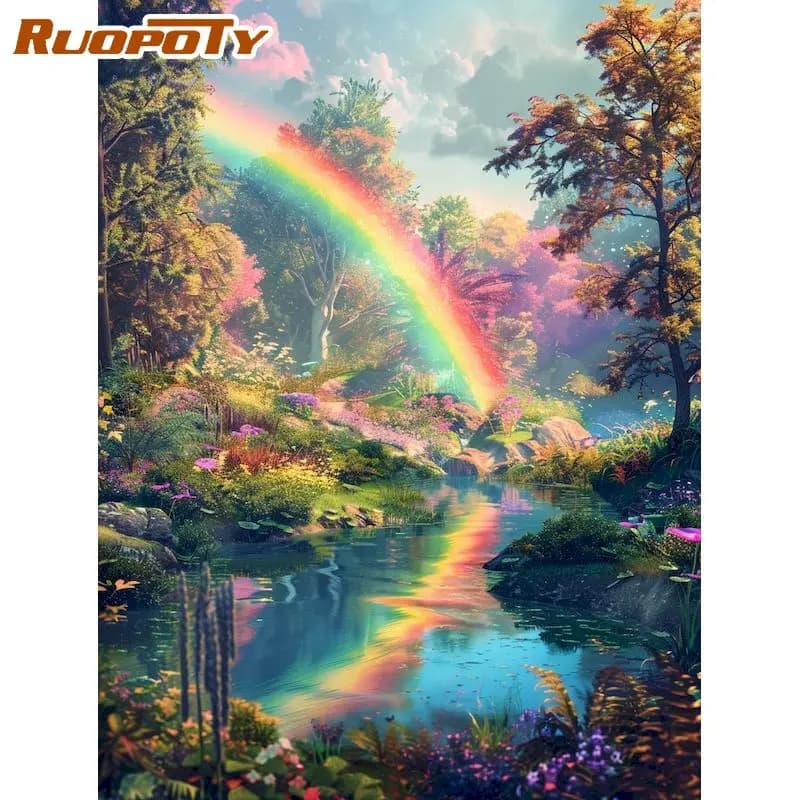 RUOPOTY 5d Diamond Painting Adults Crafts Crafts Diy Kits For Beginners Rainbow Scenery Full Round/Square Paint With Diamonds