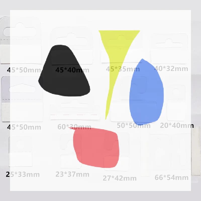 100pcs PVC Slot Hole Adhesive Hang Tags Hook Merchandise Box Bag Hangers Display