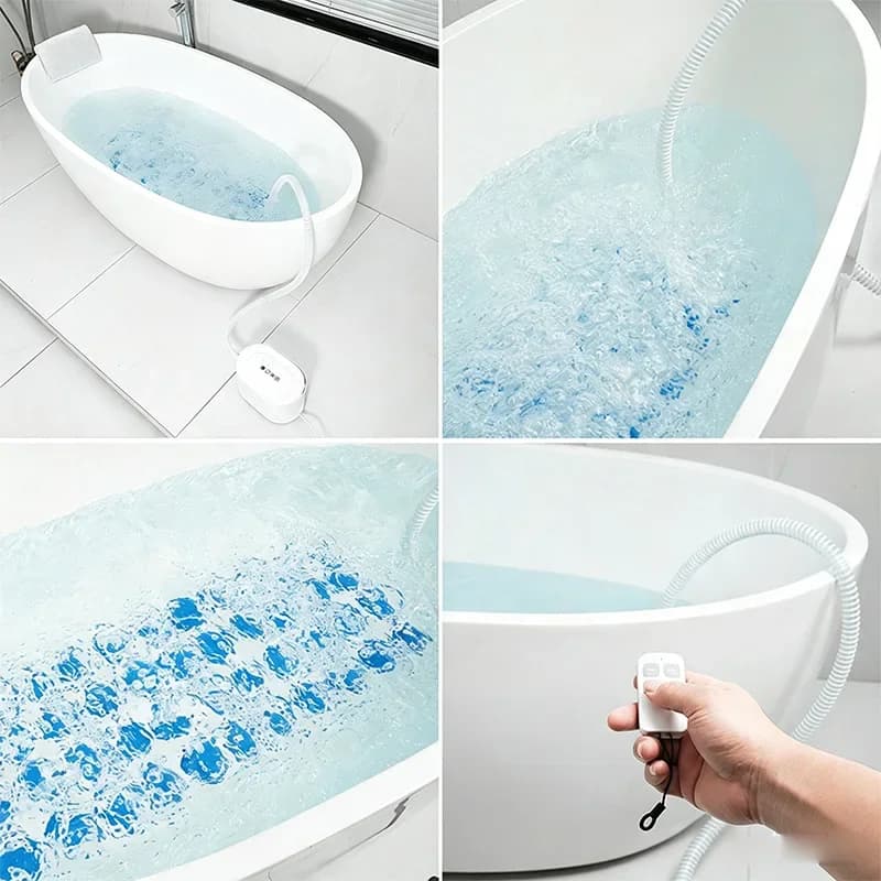 Home SPA Electric Bubble Machine, Automatic Bathtub Hydrotherapy Wave, Wireless Remote-Controlled Bath Mat, Massage Bathtub