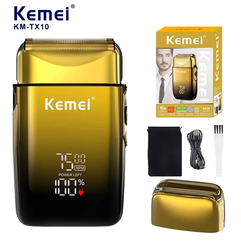 Kemei KM-TX10 USB Charging Electric Razor For Men Rechargeable Head Hot Razor Barba Trimmer Barba Machine