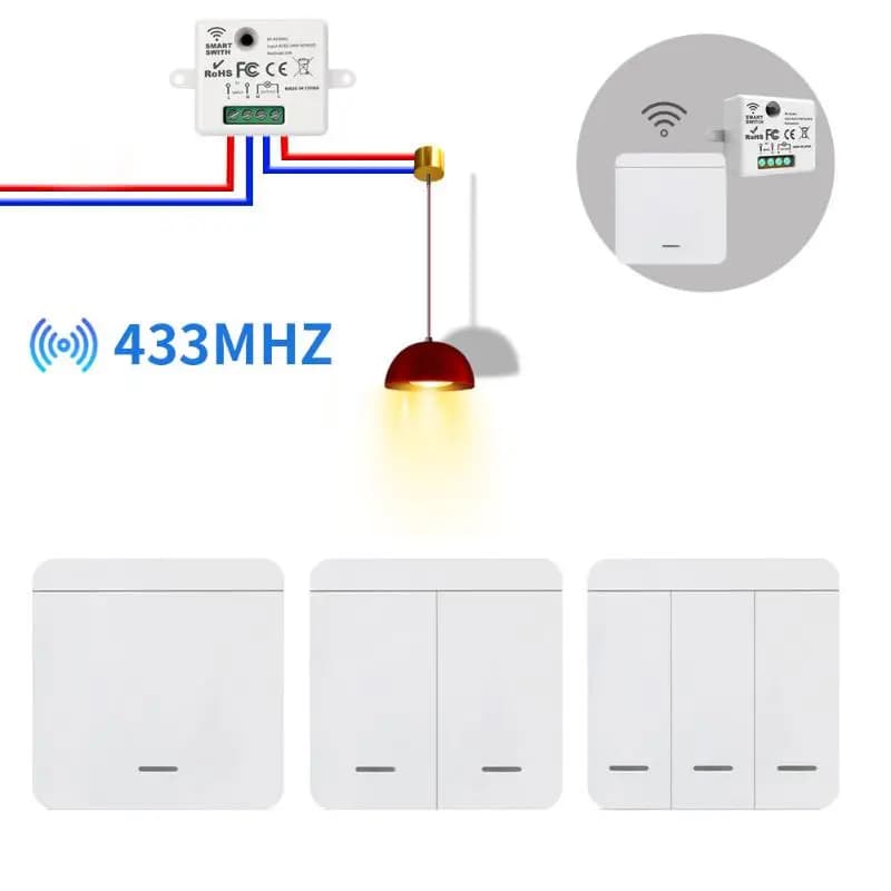Wireless ON OFF Modulo RF433 Interruttore della luce di telecomando 1/2/3 Gang Interruttore della luce a parete con pulsante per lampadario a lampadina
