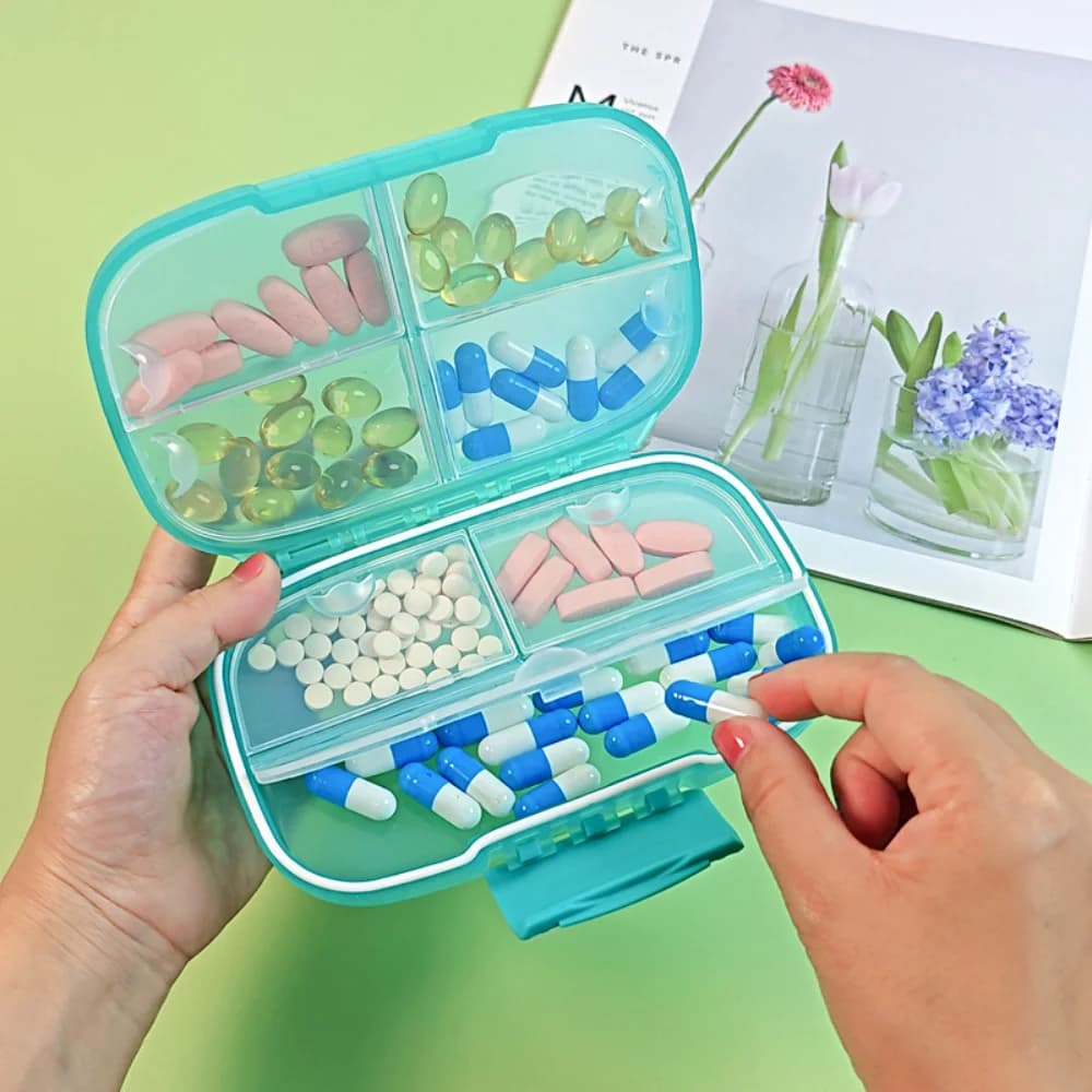 New Hot Large 7 Griglie Premuim Viaggio Portatile Vitamina Pillola Box Custodie Contenitore Organizzatore di Immagazzinaggio Tablet Medicina Pillole Oli di Pesce