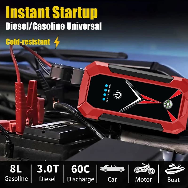 Avviatore di Emergenza per Auto 12V, Power Bank Impermeabile Portatile per Batteria Auto, Avviatore di Emergenza per Veicoli
