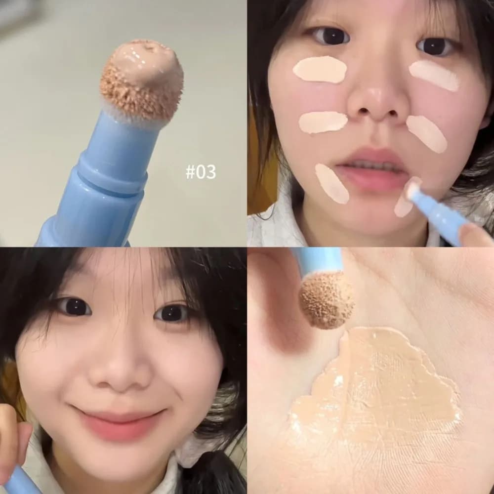 Matte Concealer Pen Long Lasting Soft Head Highlight and Shadow Pen Dual-Effect Moisturizing Sponge Head Concealer Face Makeup