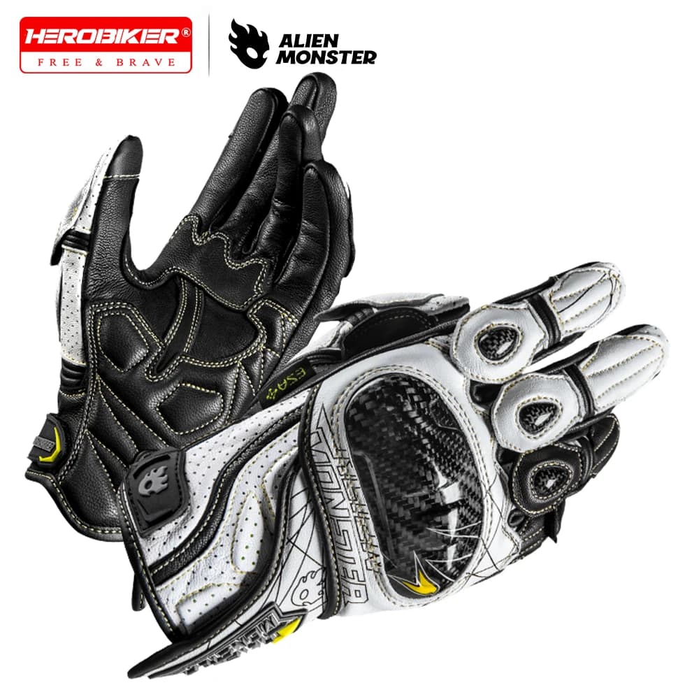 Guanti da moto in vera pelle Certificati CE Fuoristrada Dito intero con armatura ESA Guanti di protezione per guida all'aperto Four Seasons