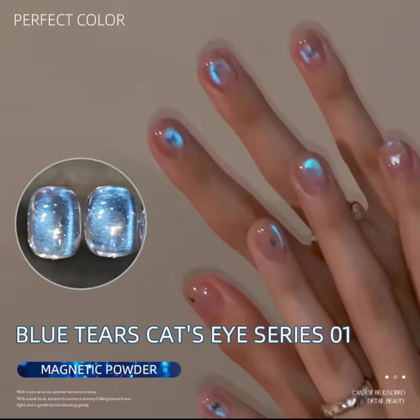 MIANEL Serie Occhi di Gatto Lacrime Blu 3 Colori Unici con Polvere Magnetica, Dona un'Atmosfera Sognante e Romantica