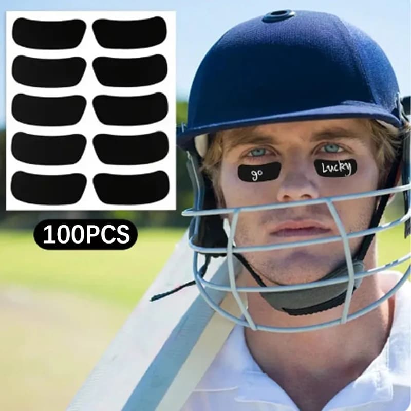 [SS] 100 Pezzi Adesivi Traspiranti Neri per Occhi, Strisce Sotto gli Occhi per Baseball, Calcio, Bambini e Adulti, Accessorio Sportivo