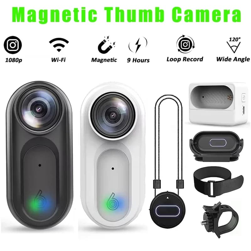 Up-to-date portable camera waterproof large battery 1080P 64GB small cameras WiFi mini portable sports camera with thumb pocket