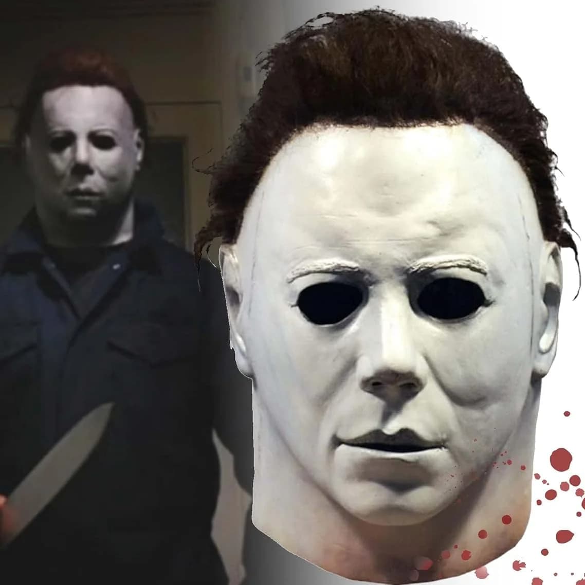 Maschera di Michael Myers per Cosplay di Halloween, Maschera Spaventosa in Lattice a Testa Intera, Casco per Carnevale e Feste in Maschera, Accessori per Costumi