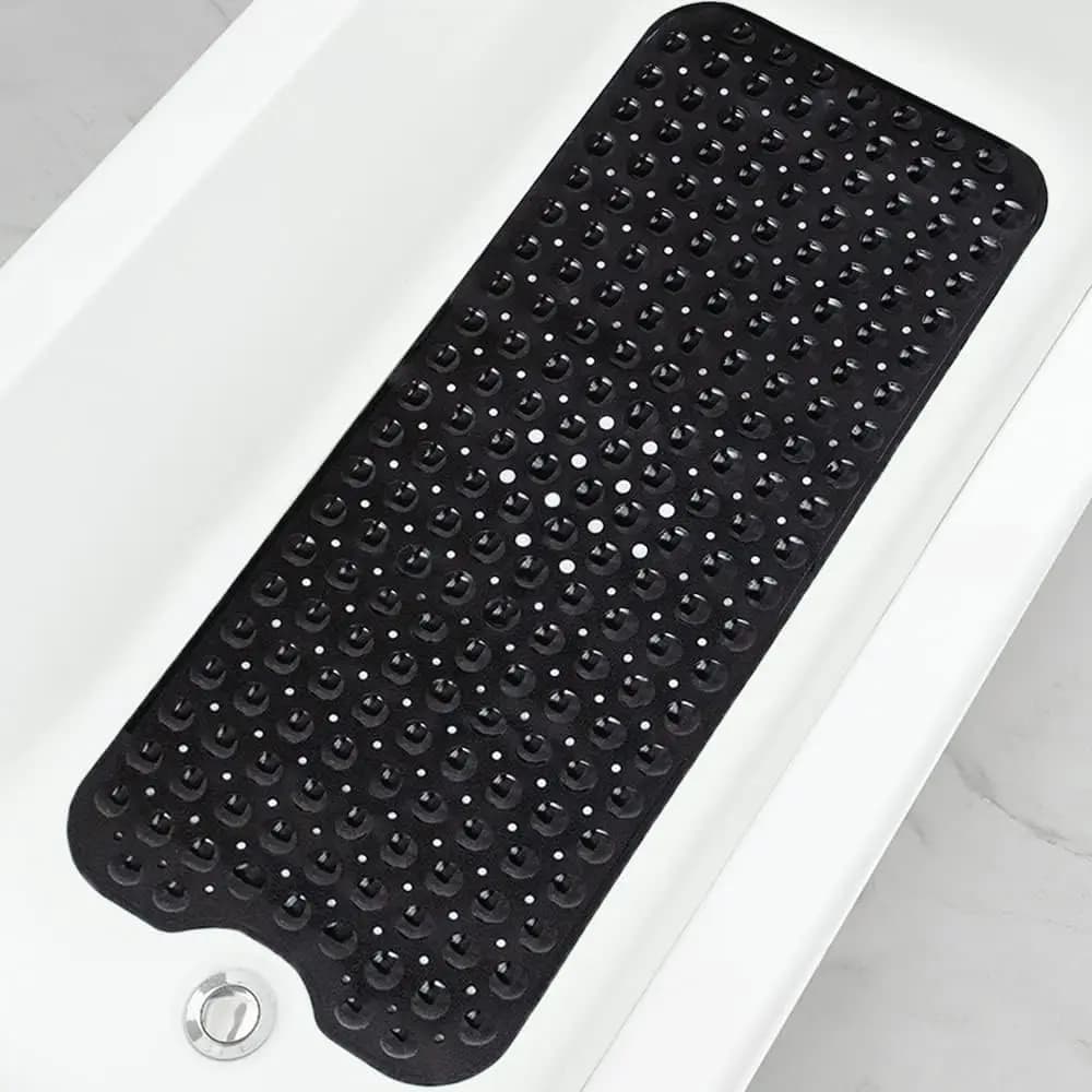 Tappetino da Bagno Extra Lungo Antiscivolo 39x16 Pollici, Lavabile in Lavatrice con Ventose e Fori di Drenaggio per Vasca e Doccia