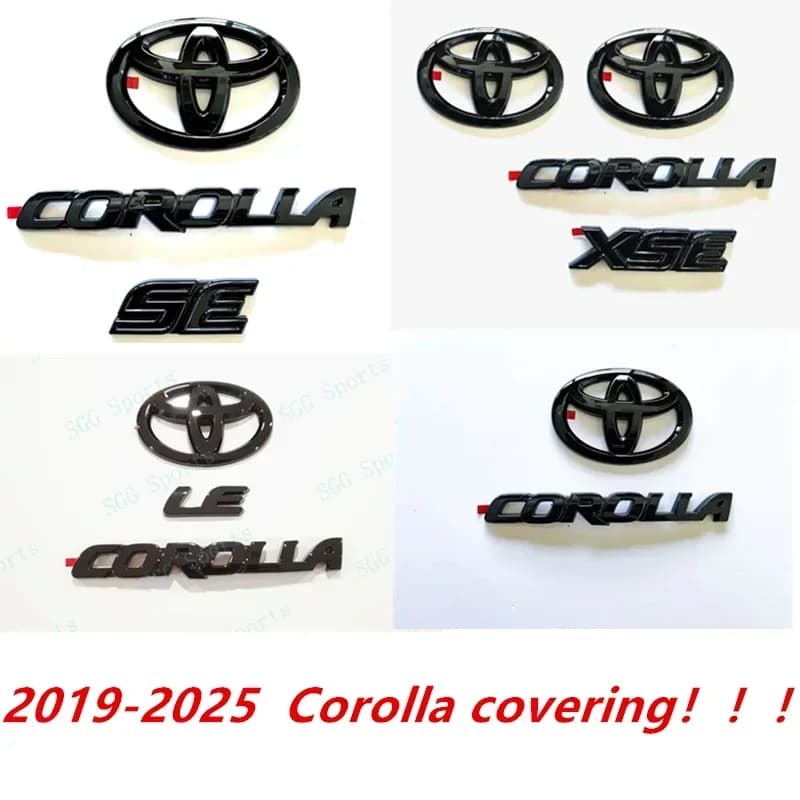 Emblema ABS lucido nero con logo auto per Toyota COROLLA 2019-2025 SEDAN XSE SE LE, accessorio auto PT948-02200-02