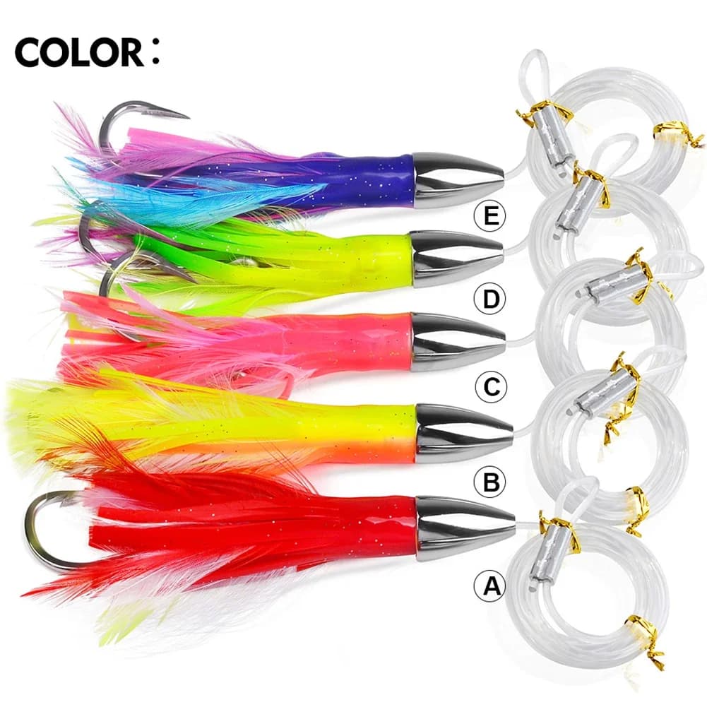 Gonne di calamari polpo 15 cm 48 g per tonno Mahi Marlin Gancio rigged Offshore Big Game Esca da traina in acqua salata Esche da pesca in acque profonde