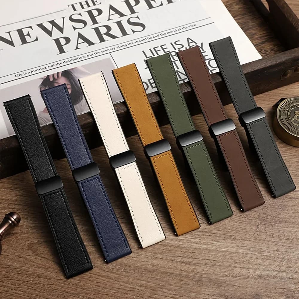 Leather Silicone Strap For Samsung Galaxy Watch 4 5 6 7 40/44mm Magnetic Band For Galaxy Watch 4/6 Classic 43 47mm 42 46mm bands