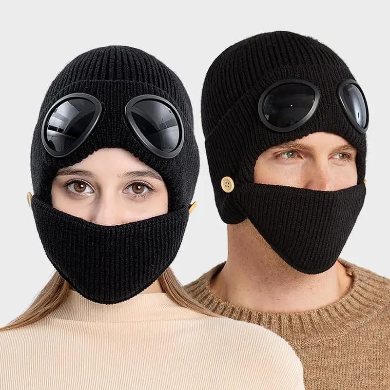 Unisex Winter Hat in Maglia with Facial Mask, Anti-wind protection for the Earrings, Hot Sports Cover for Velvet
