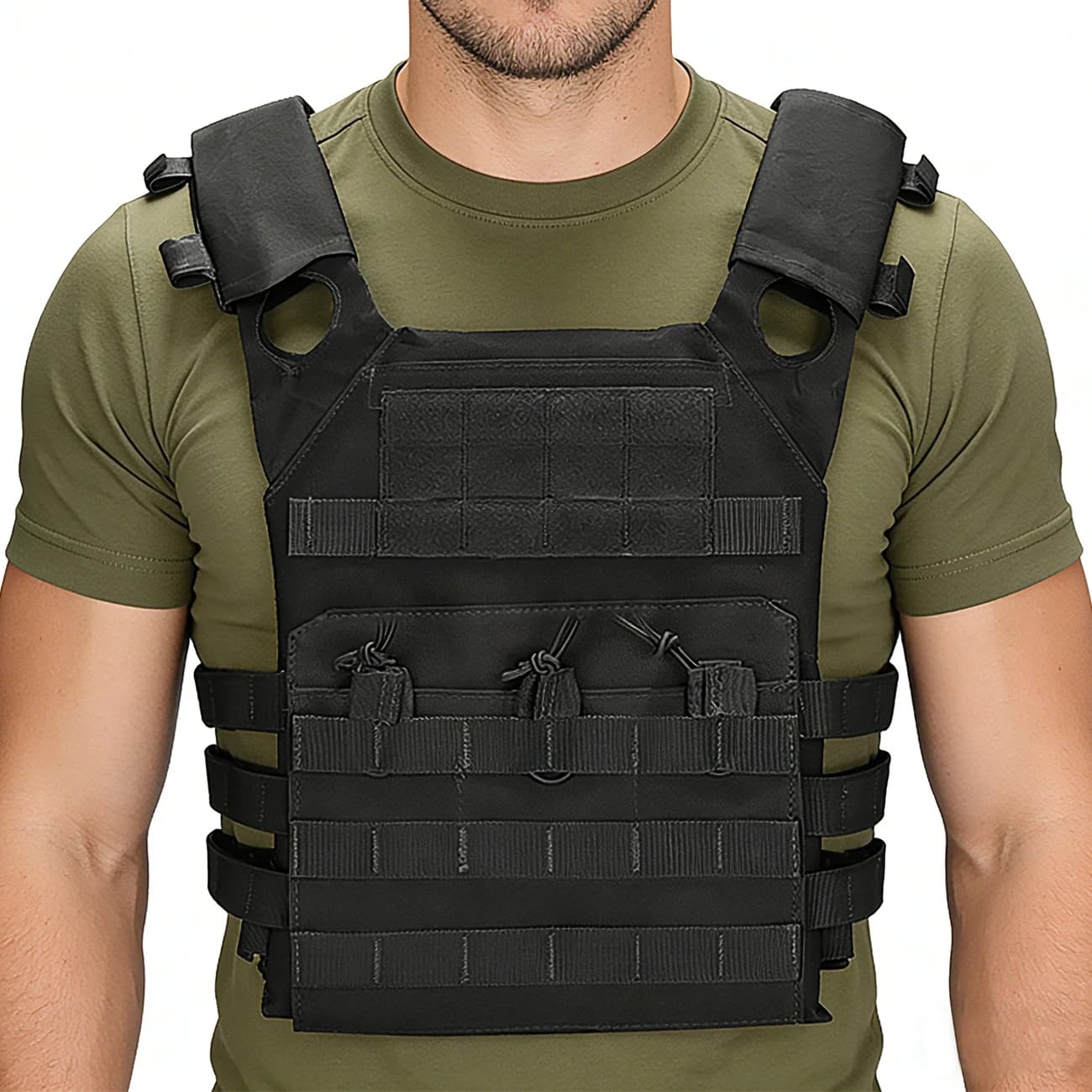 Gilet da caccia leggero con cordino elastico e tracolla, con circonferenza in vita regolabile, resistente e antiusura