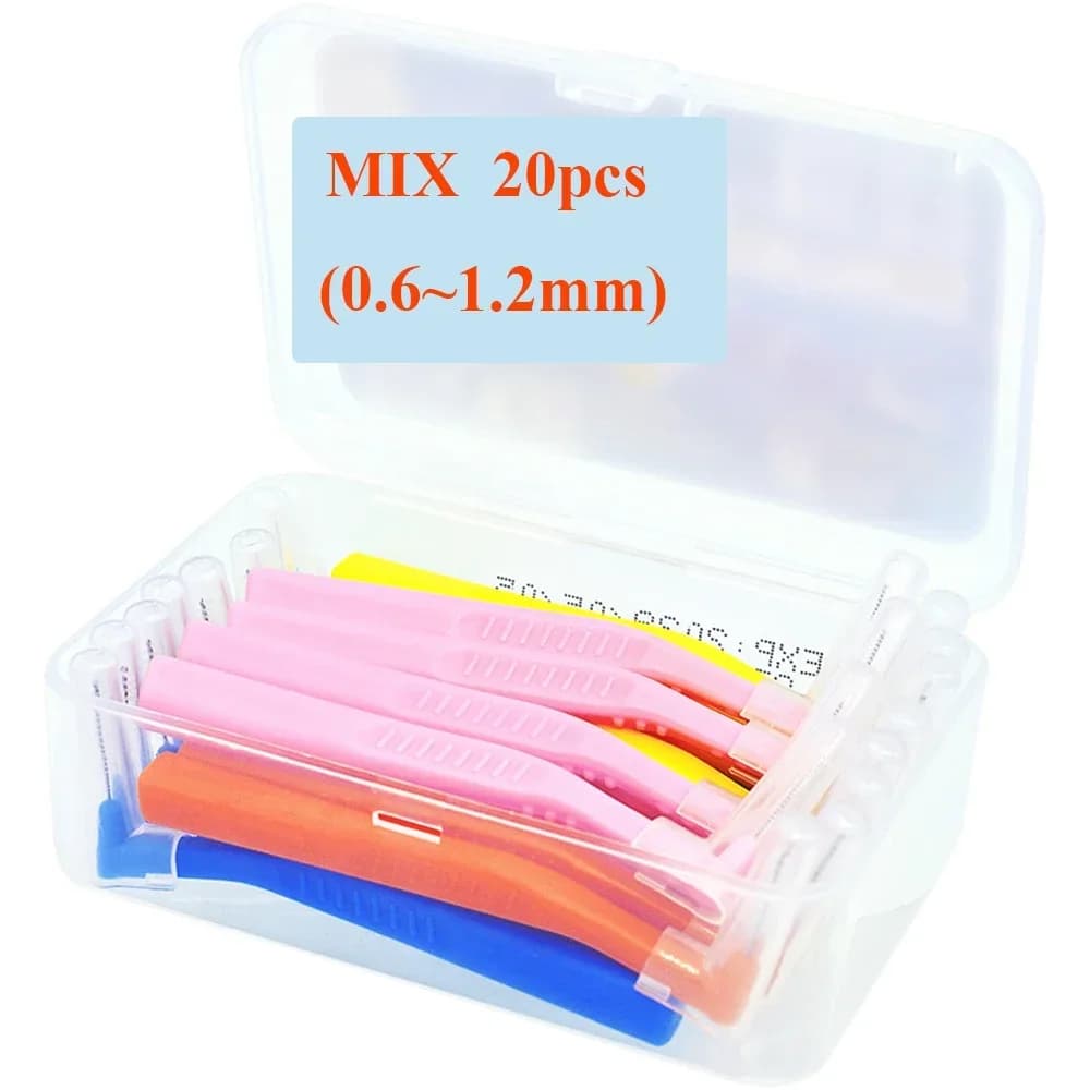 vvocci orthodontic dental tool shapeInterdental brush With Box 20pcs 0.6-1.2mm L teeth cleaning toothpick oral hygiene dental
