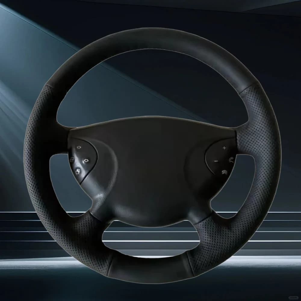 Coprivolante in microfibra nera cucito a mano per Mercedes-Benz Classe G W463 E350 E320 2002-2005 e Classe E W211
