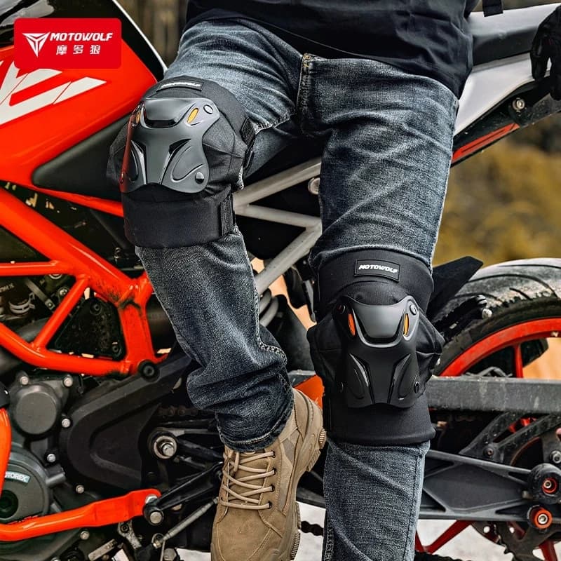 Motowolf 4 pezzi/set protezioni per ginocchia e gomiti, protezioni per pattinaggio da motocross per moto, equipaggiamento protettivo per equitazione, attrezzatura sportiva