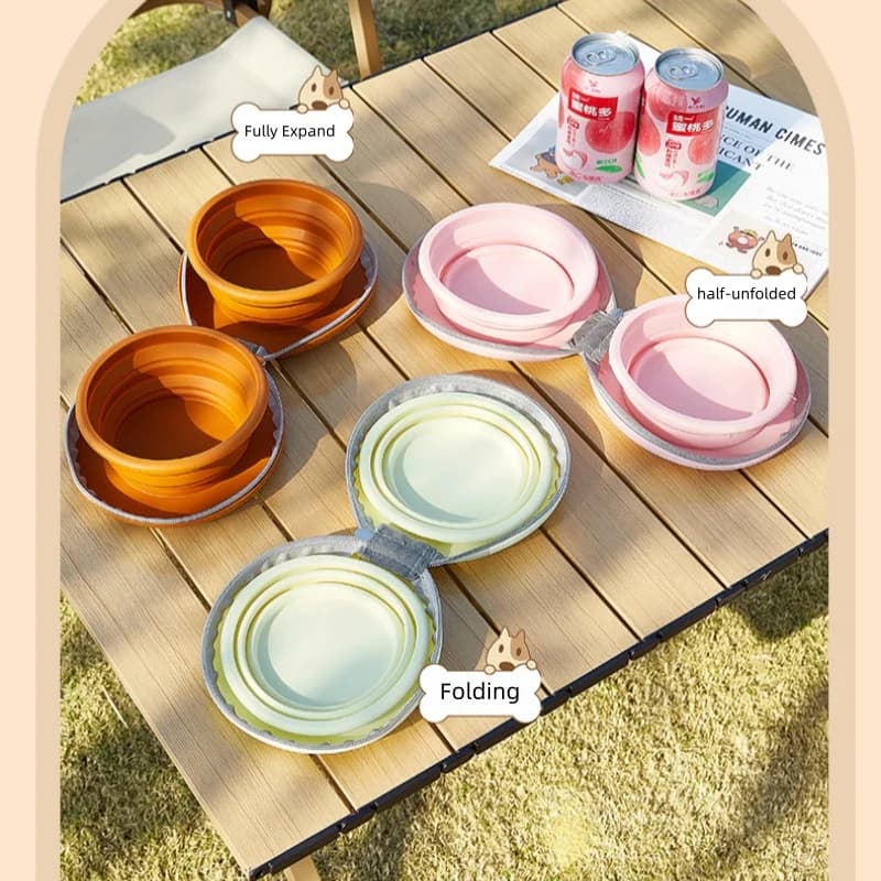 Ciotola pieghevole in silicone per animali domestici Ciotola pieghevole multicolore anti soffocamento Doppia ciotola per alimentazione per gatti Zampa di gatto Contenitore per alimenti per cuccioli in silicone