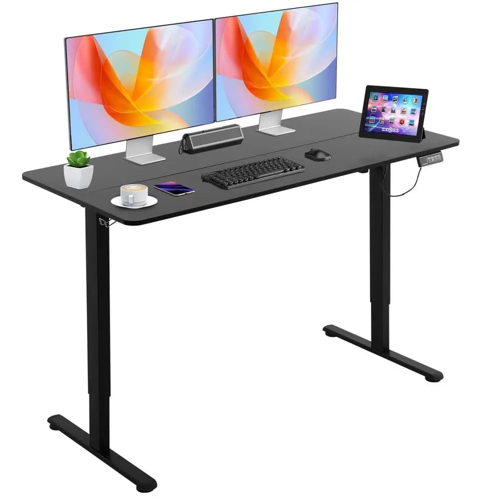 Scrivania Elettrica Regolabile in Altezza 24x55 per Casa e Ufficio, Ergonomica Sit-Stand con Gancio per Cuffie, Rumore 20dB