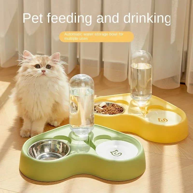 Mangiatoia per gatti, ciotola per l'alimentazione dell'acqua, ciotola per gatti due in uno integrata per acqua e cibo, forniture per animali domestici, accessori per l'alimentazione