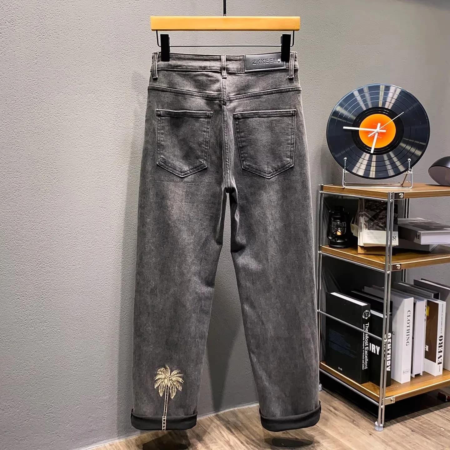 Summer Men's Slim Fit Jeans Large Size 250 Pounds Trendy Casual High Quality Simple Style Polyester Fiber mid Waist Zipper