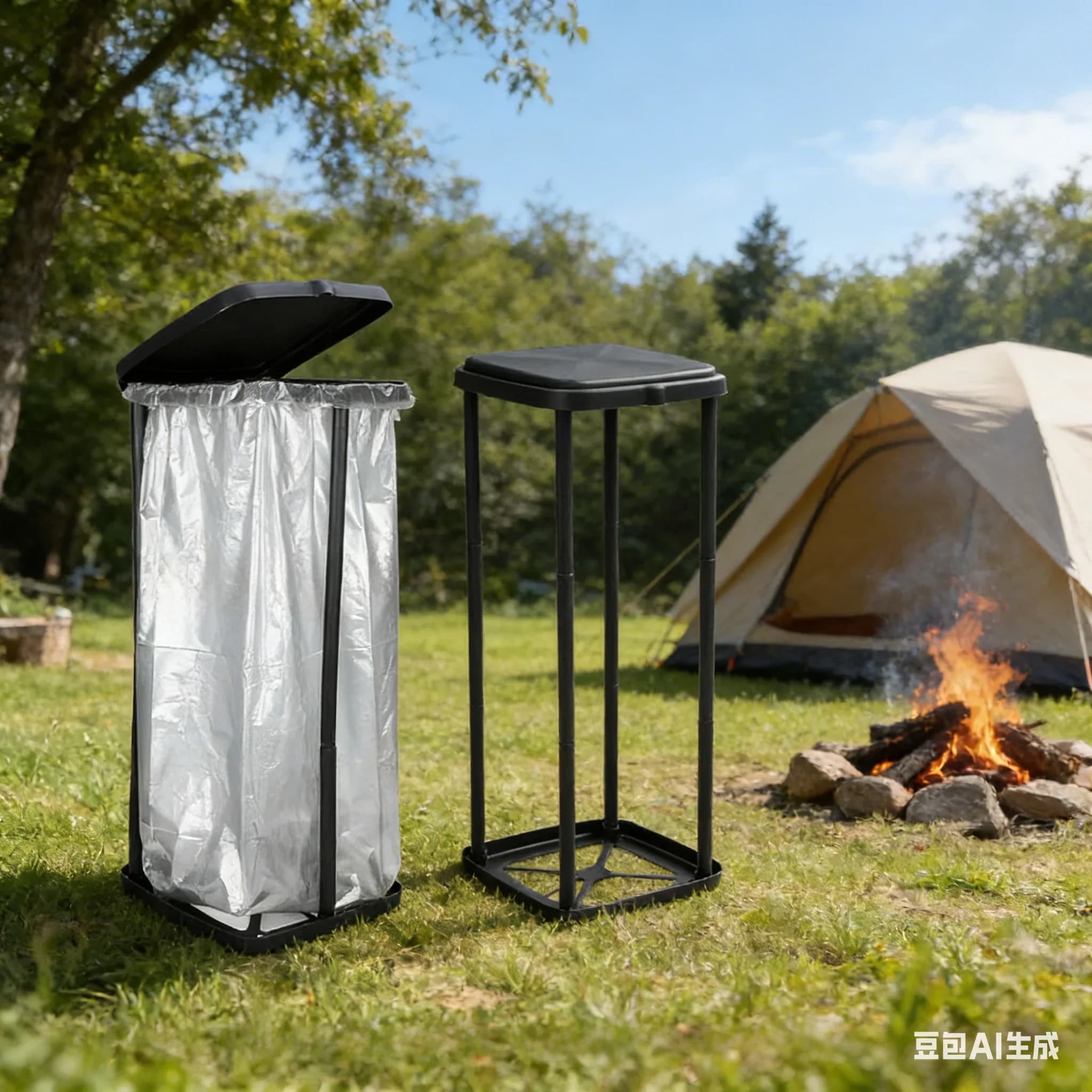 Portable Plastic Trash Can For Outdoor Camping And Home Large-capacity Foldable Height-adjustable Trash Can Camping Tools
